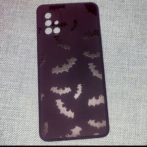Super Cute and Spooky Kawaii All-Black Phone Case w Gloss Bats for Galaxy A51